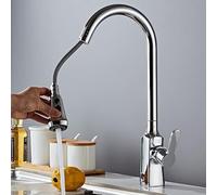 HXFFXHF Lavandino per la Commerciale da Fattoria per la Fattoria Commerciale, Manico Oscuro Tira Giù Il Rubinetto da Cucina a Foro Singolo Bianco, rubinetti Neri a 360 Gradi, Tocco di Miscelatore