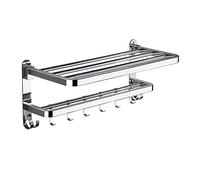 HXFFXHF Mensola da bagno porta asciugamani per mensola da bagno con porta asciugamani in grado e ganci a parete multifunzionale, 61 cm mensole galleggianti/rack doccia