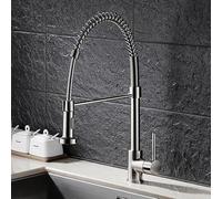 HXFFXHF Per la pubblicità della Fattoria a Barre, rubinetti di Tipo a Molla a Molla Spazzolato in Ottone, Rubinetto da Cucina a Rotazione Fissa, rubinetti del Mixer per lavandino a Bottone (Colore: