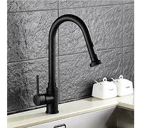 HXFFXHF Per la pubblicità della Fattoria da Bar, lavello Spazzolato Olio Nero Tira Fuori Rubinetto a 360 Gradi, Mixer Rotazione Cucina