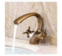 HXFFXHF Rubinetto Antico Rubinetto Bronzo Bagno Caldo rubinetti a Acqua Fredda a Doppia Maniglia Mixer lavello a Bacino intage, Rubinetto da Cucina