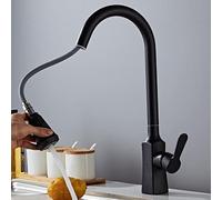 HXFFXHF Rubinetto per Il lavandino per la Commerciale da Fattoria Commerciale, Manico Oscuro Tira Giù Cucina Bianca a Foro Singolo a 360 Gradi rubinetti Neri, Tocco di Miscelatore d'Acqua