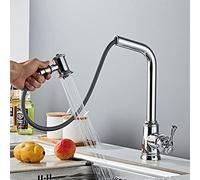 HXFFXHF Rubinetto per Il lavandino per la Commerciale da Fattoria Commerciale, Manico Oscuro Tira Giù Cucina Bianca a Foro Singolo a 360 Gradi rubinetti Neri, Tocco di Miscelatore d'Acqua