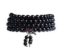 HXFFXHF Sandalo nero Buddha Bead Bracciale 108 ebano buddista in legno Mala collana per perle per preghiera di meditazione, 12mm
