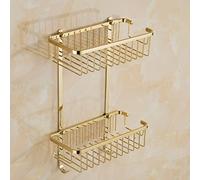 HXFFXHF Scaffali da Bagno squisiti Scaffali per Bagno angolare per Bagno, portabicchieri in Ottone Massiccio, cesta per Doccia Quadrata montata a Parete Accessori per Il Bagno per Il Bagno (Colore: