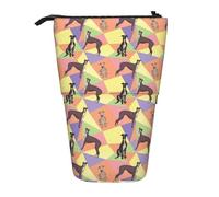 HXHAPGDC Levriero Cane Su Un Mosaico Geometrico Astuccio telescopico, portapenne con cerniera Astuccio per trucco Astuccio per matite Astuccio per penne