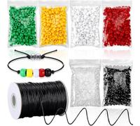 Hxhsgmeh 1 200 Pezzi di Perle Braccialetto Progetto di Salvataggio, Perline Bulk, 100 Metri di Cotone Cerato, Kit Artigianato Pedagogico