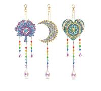 Hxhsgmeh 3 pezzi turbine eoliche 5D fai da te pittura a campana eolica a doppia faccia pittura ornamento appeso per decorazione del giardino turbine eoliche facili da usare