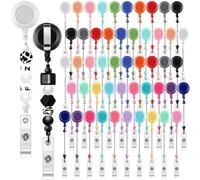 Hxhsgmeh 50 Pezzi Perline Badge Bobina Retrattile Clip Titolare per Perline Bulk Bianco Barre ID Nome Perline Articoli Fai da te