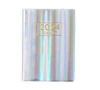Hxhsgmeh Agenda Inglese A7 gennaio 2024 - dicembre 2024, agenda oraria giornaliera 2024, carta premium (argento)