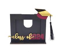 Hxhsgmeh Cornice portafoto in legno per laurea, cappello da scapolo, lettera incisa, supporto per foto da ufficio, decorazione, facile da installare, facile da usare, nero