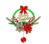 Hxhsgmeh Evergree - Ghirlanda di Natale a LED fai da te con ciondolo in rattan verde, per porta d'ingresso per finestra decorazione della parete esterna 11,8 x 11 pollici