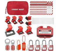 Hxhsgmeh Kit Elettrico di Blocco, Set di Fibbie Rosse Lotolock, Chiusura a Presa, Chiusura a Cerniera in Nylon, Set di Custodia di Trasporto