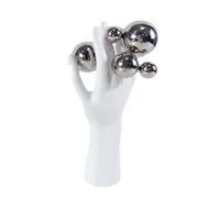 Hxhsgmeh Mano Bianca in Resina con Palline d'argento, Scultura per, Ufficio, Disposizione floreale, Decorazione Astratta, Artigianato, Facile da Usare