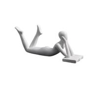 Hxhsgmeh Statua di Lettura Nordica Figurine in Resina Decorazione per Ufficio Scultura Arte Moderna Ornamento Decorazione della Casa Ufficio Artigianato Bianco C