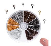 HXHWKEN 600Pcs Mini Viti a Occhiello Vite Occhielli Perni Ganci Vite Perno Occhio in Metallo per la Creazione di Gioielli Artigianato Fai da Te, 4 x 8 mm, 6 Colori