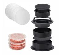 HXHWKEN Pressa per Hamburger 3 in 1 Stampo per Hamburger con 100 Fogli di Carta Pressa Hamburger Ideale per Fare Polpette di Cheeseburger a Casa