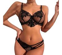 Hxiaen Donne Regolabile Sling Sexy Tre Punti Intimo Vestito Wraping Chest Pizzo Donna Set, Nero #2., L