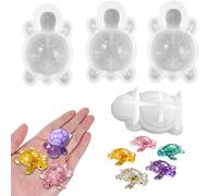 HXJFGDM Set di 4 mini stampi in silicone per tartarughe, simpatici stampi 3D in silicone morbido per casa delle bambole fai da te, gioielli in resina, sapone, candele e decorazioni