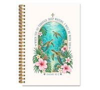 Hxlac Christian Bible Verse Notebook, When You Go through Deep Waters Spiral Notebooks for School Work, Beachy Sea Turtle Floral Journaling Notebooks for School Office Supplies, 5.5x8.3in