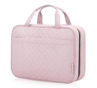 HXLGMD Beauty case da viaggio con gancio per appenderlo, organizer portatile per trucchi e cosmetici TSA Appeoved per accessori, shampoo, contenitore a grandezza naturale, articoli da toeletta, Rosa,