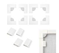 HXLPOWER Kit di Magneti per Zanzariere 12 Pezzi, 8 Angolari e 4 Clip per Zanzariera Magnetica, Supporti in Acrilico Bianco, Installazione Facile, Fissaggio Regolabile per Finestre e Reti Antinsetto