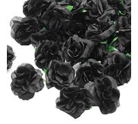 HXMJIED 50 mini teste di fiori neri, teste di rosa nera da 4 cm, teste di fiori di rosa artificiali, petali di rosa finti, fiori artificiali neri