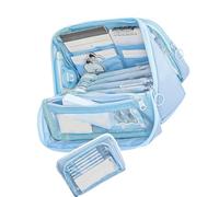 HXNH Astuccio di grande capacità per ragazze, organizer per cancelleria scolastica, astuccio per organizzare penne e accessori, Blu