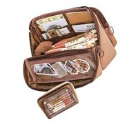 HXNH Astuccio di grande capacità per ragazze, organizer per cancelleria scolastica, astuccio per organizzare penne e accessori, Colore caffè.