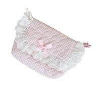 HXNH Astuccio in cotone con finiture in pizzo, borsa a tracolla con tracolla staccabile, organizer per trucchi per studenti e donne, astuccio a tracolla in cotone, A