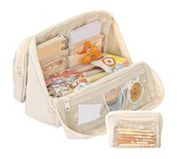 HXNH Astuccio per matite di grande capacità, a più strati, staccabile, da viaggio, per ufficio, scuola, astuccio per studenti, Beige