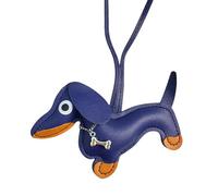 HXNH Simpatico portachiavi a forma di bassotto, in pelle PU, divertente, decorazione in pelle PU, portachiavi per bambini e adulti, amanti dei cani divertenti, blu navy, Taglia unica