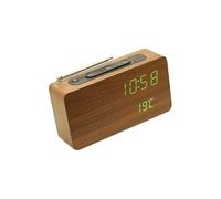 hxoity Radiosveglia Retrò Sveglie Digitali Vintage In Legno Con Radio FM Visualizzazione Data E Temperatura Luminosità Regolabile Attivazione Vocale Formato 12/24 Ore