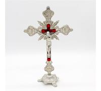 hxoity Statuetta A Forma di Croce in Metallo con Statua di Gesù E Motivi Floreali Decorazione da Tavolo Regalo Religioso Perfetto per Cristiani E Cattolici Decorazione per La Casa