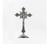 hxoity Statuetta A Forma di Croce in Metallo con Statua di Gesù E Motivi Floreali Decorazione da Tavolo Regalo Religioso Perfetto per Cristiani E Cattolici Decorazione per La Casa