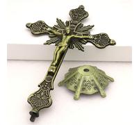 hxoity Statuetta A Forma di Croce in Metallo con Statua di Gesù E Motivi Floreali Decorazione da Tavolo Regalo Religioso Perfetto per Cristiani E Cattolici Decorazione per La Casa