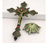 hxoity Statuetta A Forma di Croce in Metallo con Statua di Gesù E Motivi Floreali Decorazione da Tavolo Regalo Religioso Perfetto per Cristiani E Cattolici Decorazione per La Casa