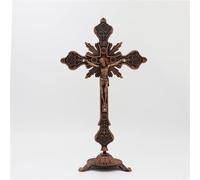 hxoity Statuetta A Forma di Croce in Metallo con Statua di Gesù E Motivi Floreali Decorazione da Tavolo Regalo Religioso Perfetto per Cristiani E Cattolici Decorazione per La Casa