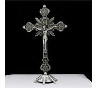 hxoity Statuetta A Forma di Croce in Metallo con Statua di Gesù E Motivi Floreali Decorazione da Tavolo Regalo Religioso Perfetto per Cristiani E Cattolici Decorazione per La Casa