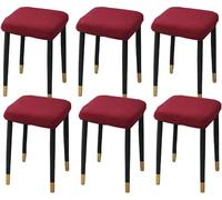 HXOUTGKP Stretch Ottoman Cover Rectangle,Ottoman Storage Bench Protector Covers For Living Room/Claret/6Pcs