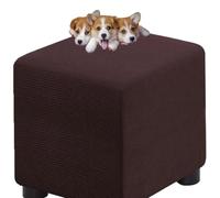 HXOUTGKP Stretch Square Slipcovers Jacquard Ottoman Footstool Protect Cover Washable/#4/38 * 38 cm