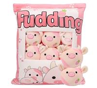 HXPLN cuscino di peluche della mucca, cuscino della mucca del budino, sacchetto con la peluche della mucca, regalo di decorazione della mucca carino per le ragazze (6 mucche della fragola)