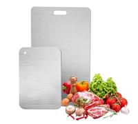 HXRCDFJY Tagliere Acciaio Inox, Doppio Lato per Alimenti, Titanio per Cucina, Garantisce il Gusto Originale Degli Ingredienti (34 * 23cm+24 * 15cm)