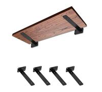 HXRUAOS Heavy Duty Shelf Brackets for Home and Office Steel Floating Shelf, Quick Installation Black Metal L Shelf Bracket for Shelves Support DIY (Black-4 Pack, 8 Inch)