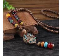 HXSCOO Amplificatore Pendente con Perline in Legno Mala Buddista Lungo Nepal Vintage; Collana Etnica Boemia Boho Buddha Fortunato Gioielli for Donna Uomo (Color : Style11-01)