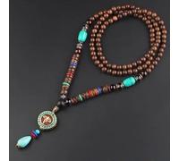 HXSCOO Amplificatore Pendente con Perline in Legno Mala Buddista Lungo Nepal Vintage; Collana Etnica Boemia Boho Buddha Fortunato Gioielli for Donna Uomo (Color : Style4)