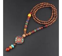 HXSCOO Amplificatore Pendente con Perline in Legno Mala Buddista Lungo Nepal Vintage; Collana Etnica Boemia Boho Buddha Fortunato Gioielli for Donna Uomo (Color : Style14)