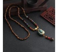 HXSCOO Amplificatore Pendente con Perline in Legno Mala Buddista Lungo Nepal Vintage; Collana Etnica Boemia Boho Buddha Fortunato Gioielli for Donna Uomo (Color : Style7)