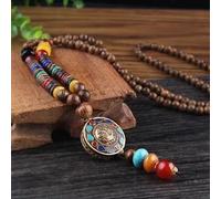 HXSCOO Amplificatore Pendente con Perline in Legno Mala Buddista Lungo Nepal Vintage; Collana Etnica Boemia Boho Buddha Fortunato Gioielli for Donna Uomo (Color : Style8)