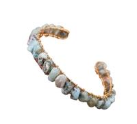 HXSCOO Bracciale aperto in pietra minerale for donna, regalo di gioielli con bracciale regolabile, citrini, pietre preziose di cristallo (Color : Larimar)